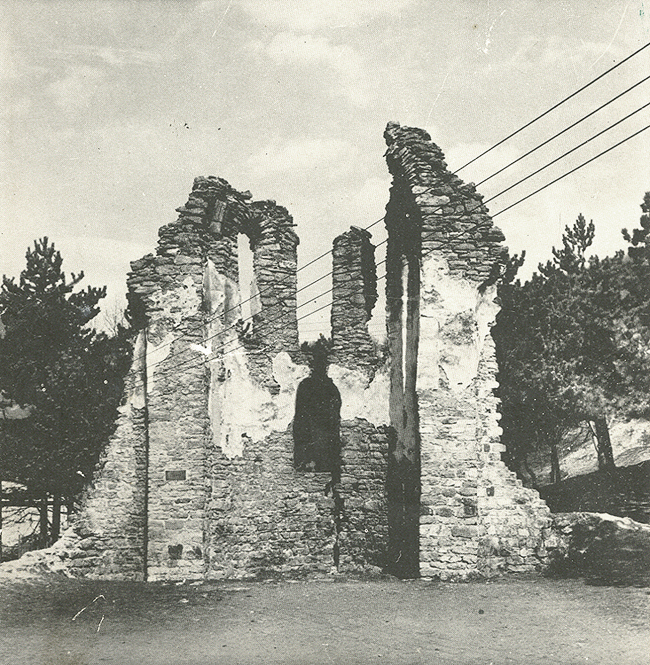 The Church at Stari Trg, Trepča
(13th c.), the alter apse from west.
Photography, 1964